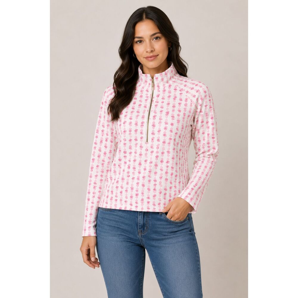 UPF 50+ Lilly Pulitzer Ronan Cropped Popover Pineapple Top Pink Topaz L